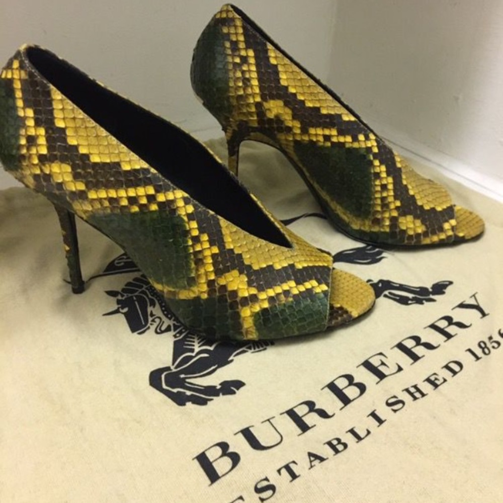 Burberry Python Ankle Boots (green/yellow)