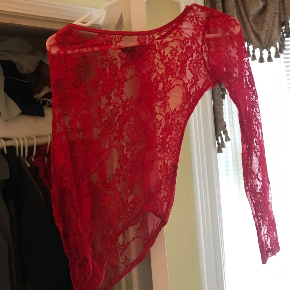 Red net bodysuit