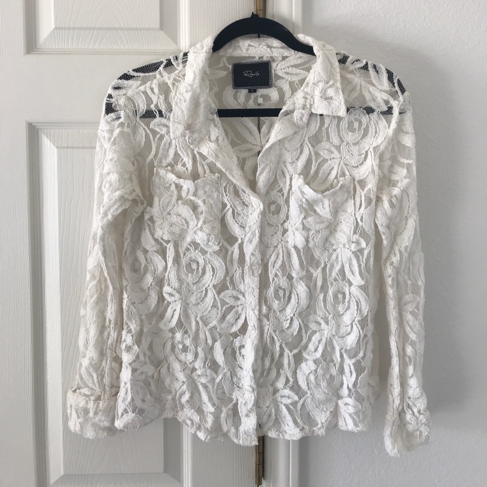 White Lace Rails Button Up - image 1