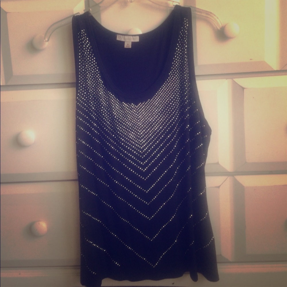 Black dress tank top with silver embellishment
