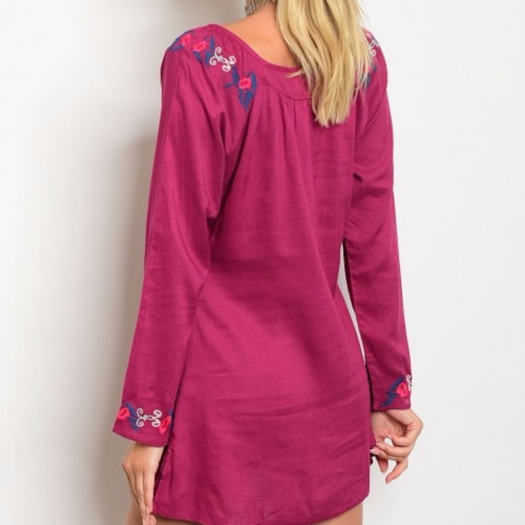 DRESS Fuchsia Embroidered details Dress - Picture 2 of 3