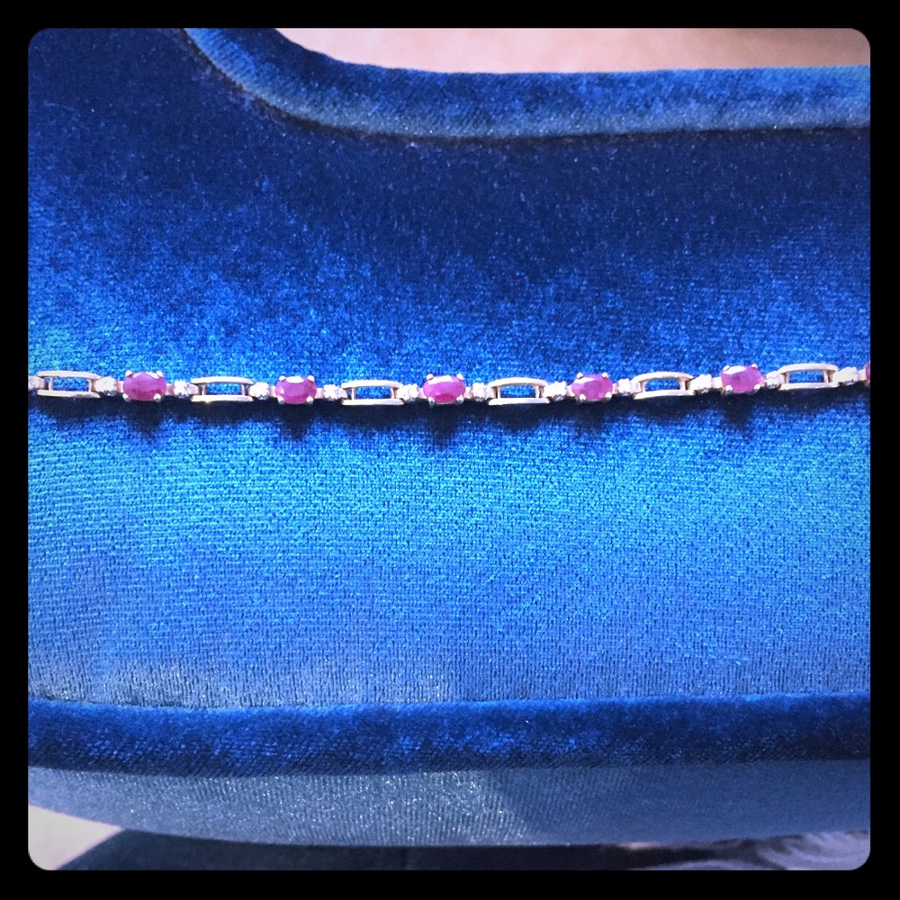 Pretty 10k ruby and diamond accent bracelet
