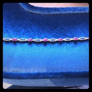 Pretty 10k ruby and diamond accent bracelet