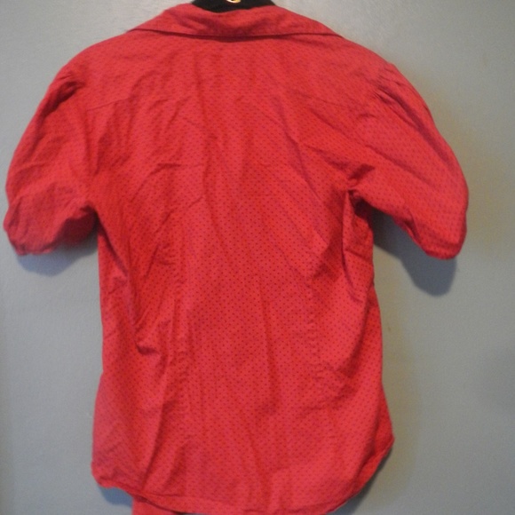 Red with Black Polka dot Button down blouse - Picture 2 of 3