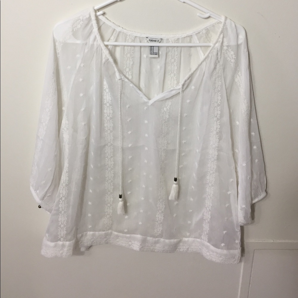 Forever 21 white sheer blouse