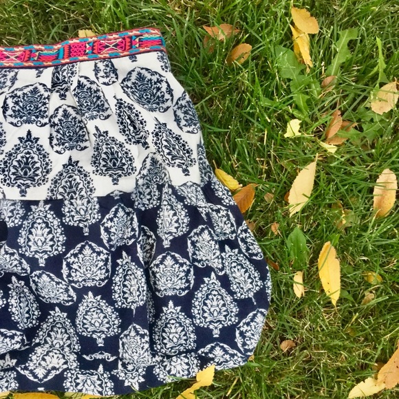 Paisley Flowy Shorts (Navy) - Picture 2 of 3