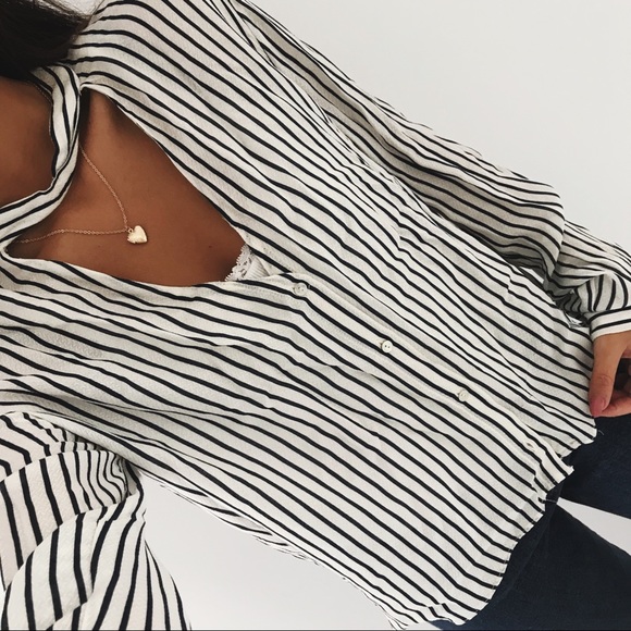 Zara Tops - Striped Button Down Blouse