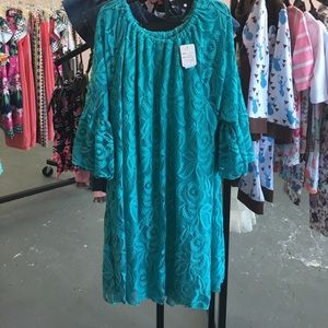 Girls Teal Lace Dress