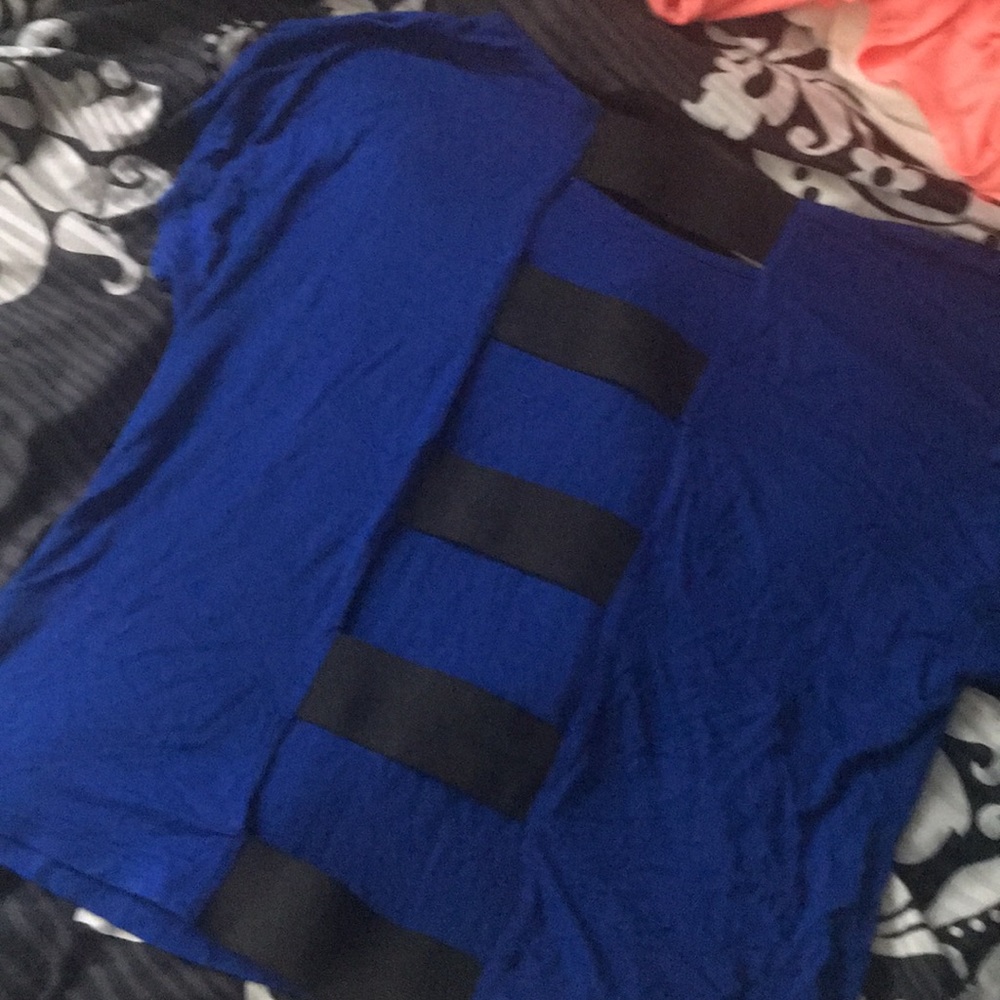 Blue open back crop top