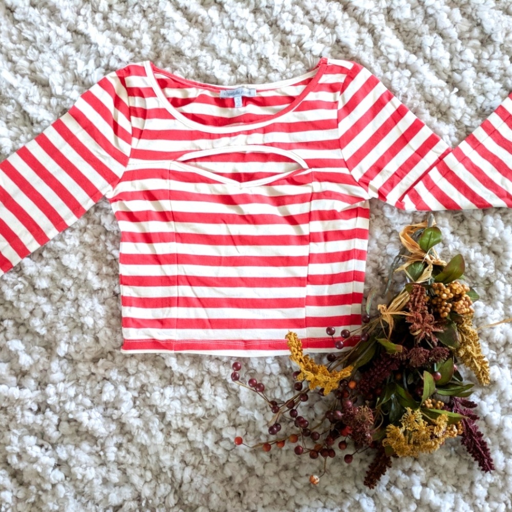 Red & white striped crop