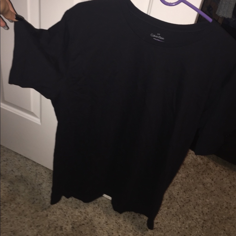 Plain Calvin Klein Black Scoop Neck T