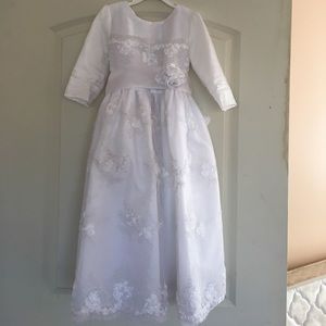 Dressy formal white long dress for girls