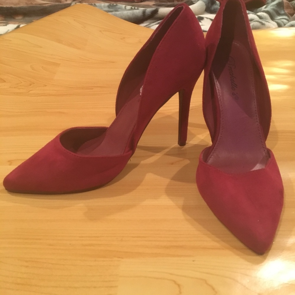 Burgundy suede high heels