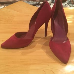 Burgundy suede high heels