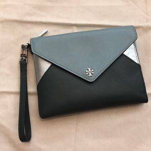 Two-tone Blue&Silver Tory Burch Wristlet