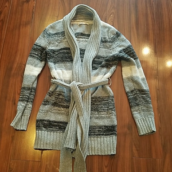 navy belted cardigan