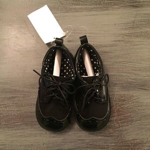 NWT Baby Sz 6 Black Tie Dress Shoes
