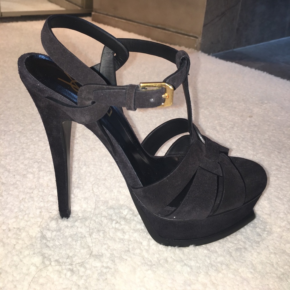 Saint Laurent Platform Tribute Sandals Suede