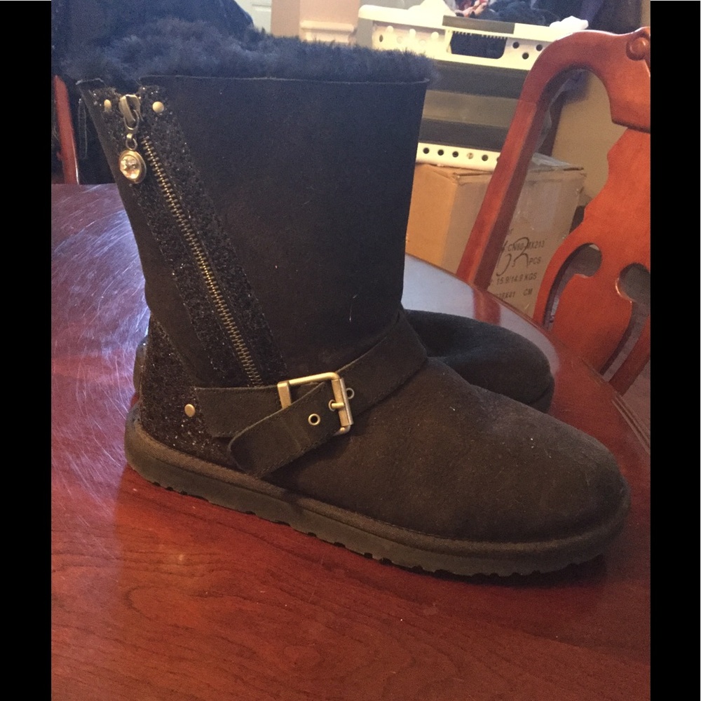Black Ugg Zippered Boots