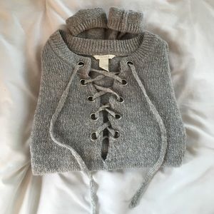 Gray criss cross sweater