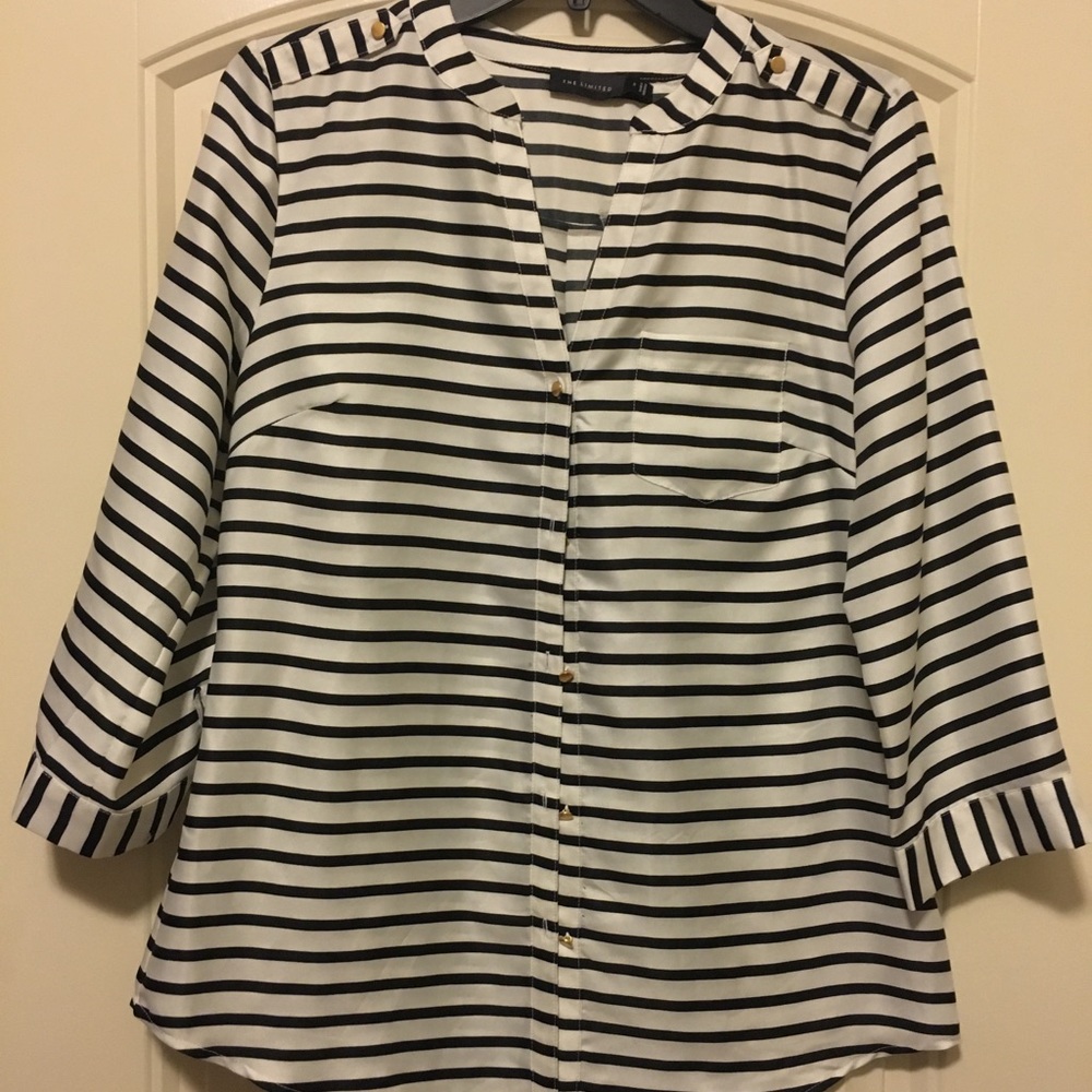 The Limited Black and White Stripe Blouse