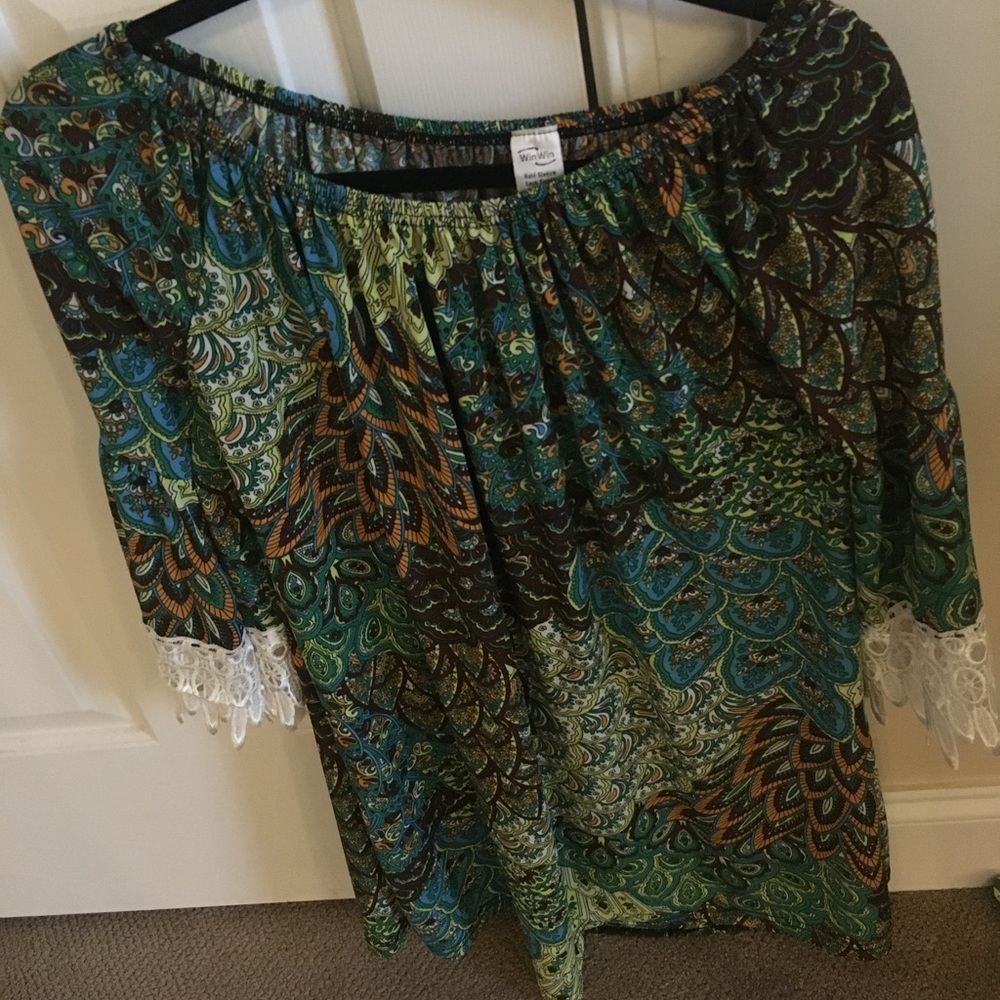 Blue/Green Brown Patterned Top
