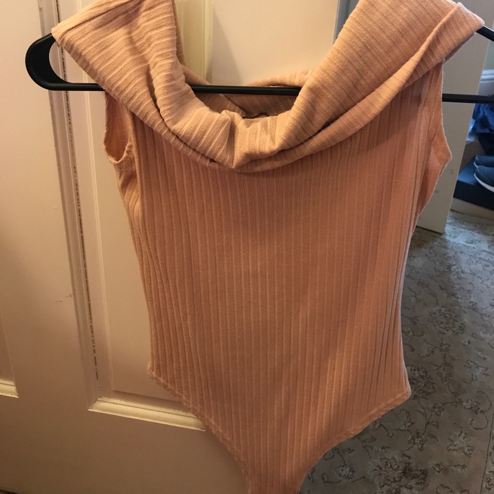 Blush off-shoulder bodysuit