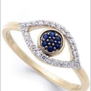 10k Gold evil eye diamond ring