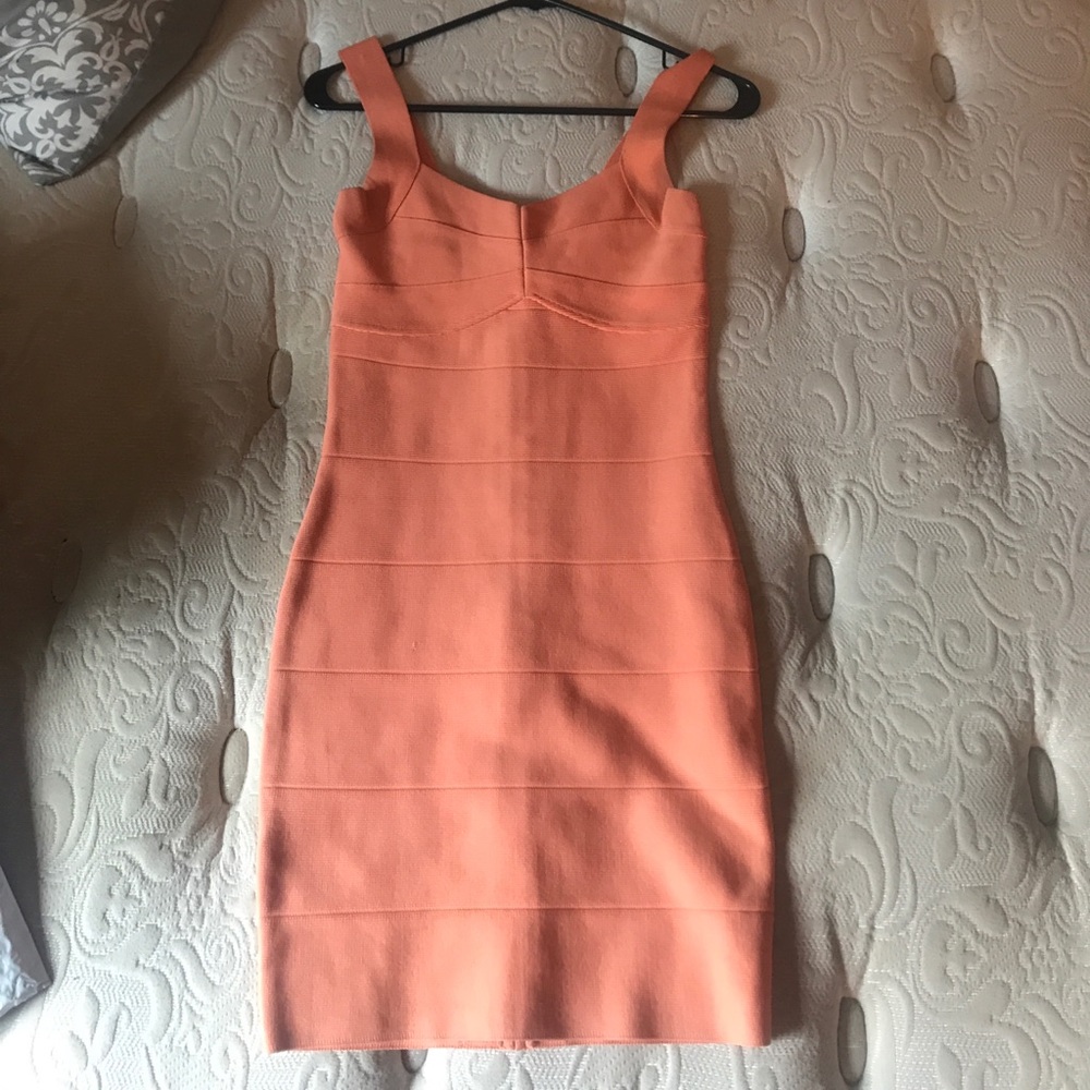 A salmon colored dress