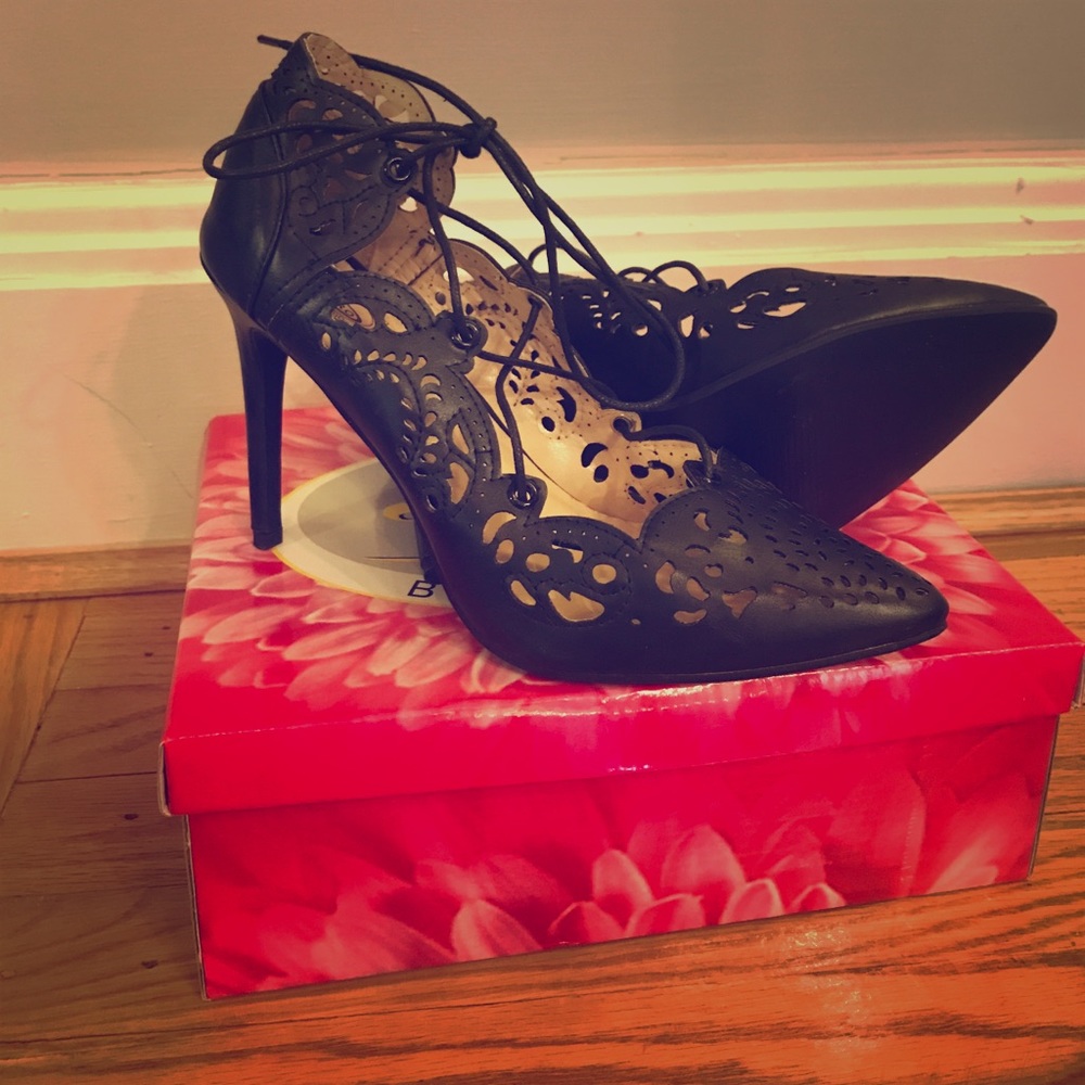 Black lacy shoes