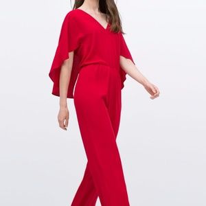 red cape jumpsuit