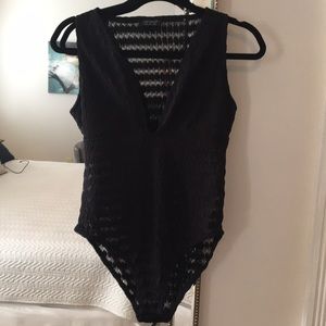 TopShop Lace Black BodySuit, Size 6