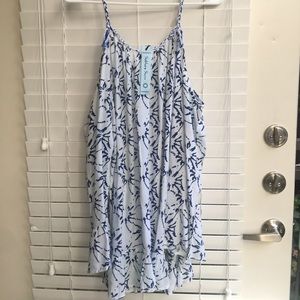 White and blue swim cover up flowy dress