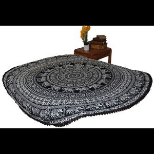 Hippie Black Round Mandala Tapestry Bohemia Decor