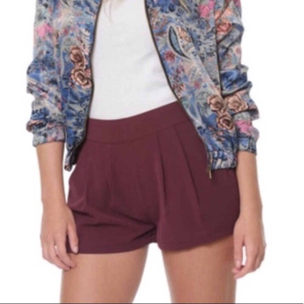 Burgundy elastic shorts