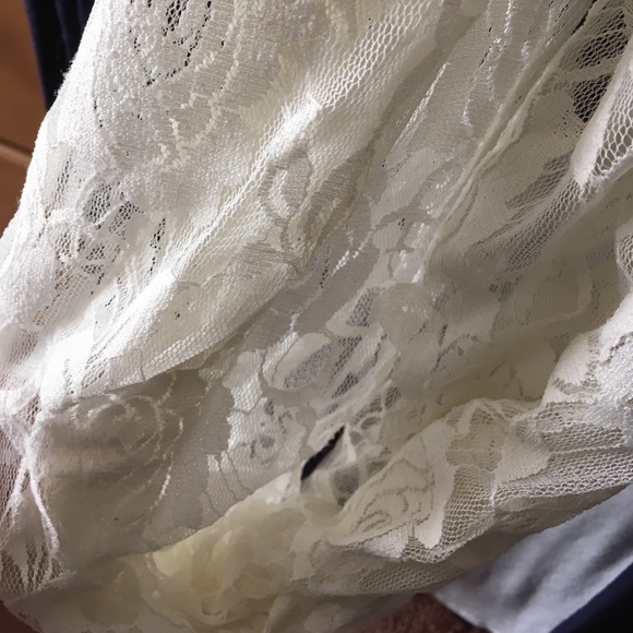 Navy and White Shirt with Lace Scarf - Picture 4 of 4