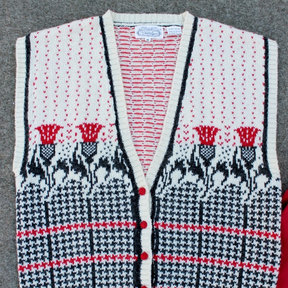 SALE + Vest, Thistle Pattern 100% Wool
