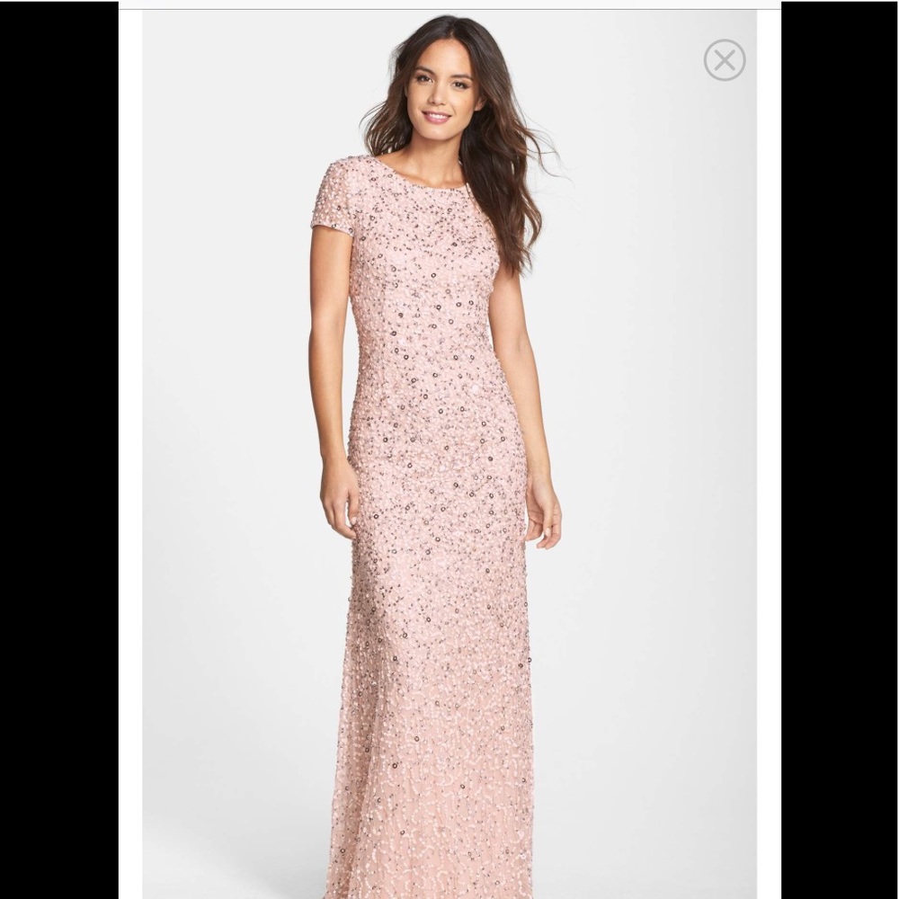 Adrianna Papell Sequin Gown Blush