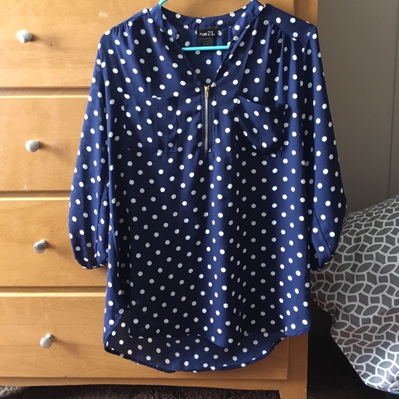 Navy and white blouse - Picture 1 of 2