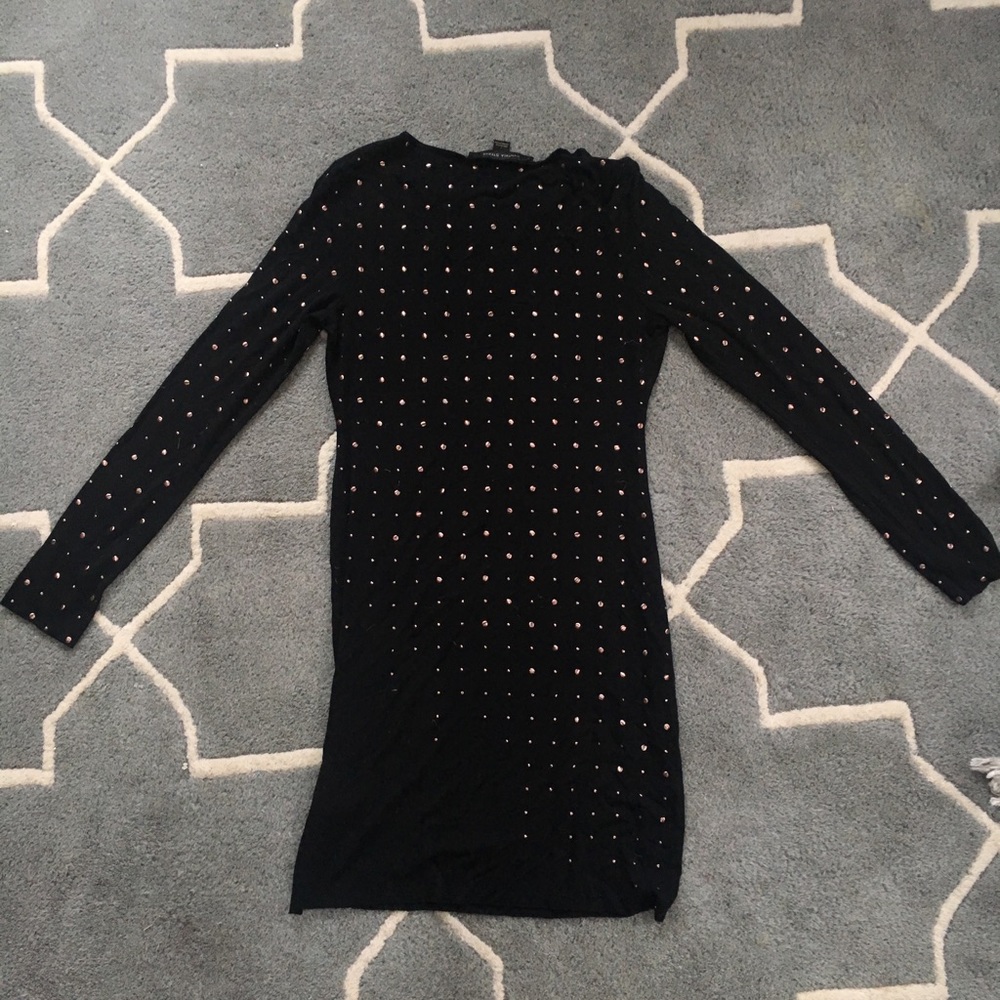 Cynthia Steffe black & gold dotted dress size S
