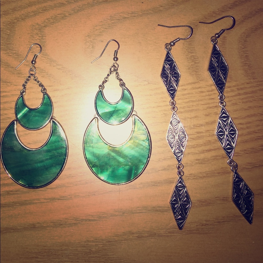 Two pairs of dangle earrings