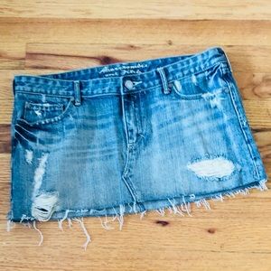 A&F Distressed Denim Jean Mini Skirt