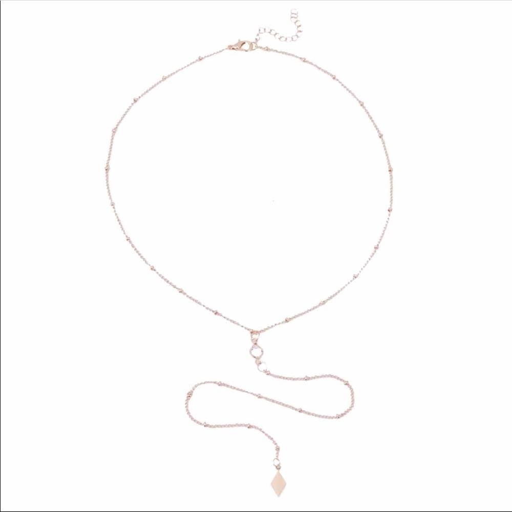 Long beaded chain necklace w/crystal and drop NWOT - Picture 4 of 4