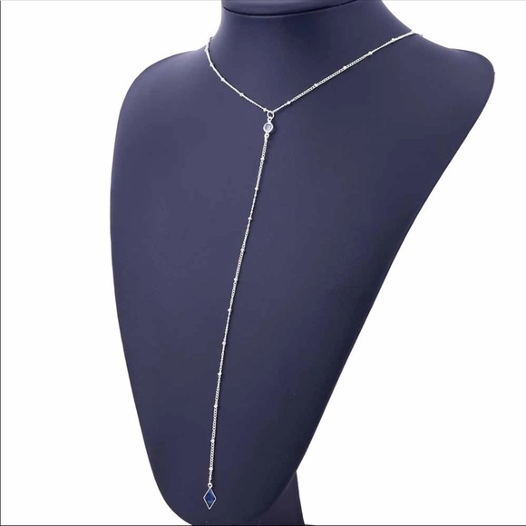 Long beaded chain necklace w/crystal and drop NWOT - Picture 3 of 4