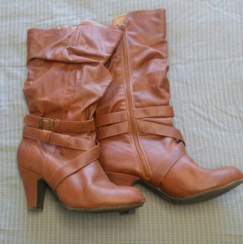 Brown Cognac Heeled Boots