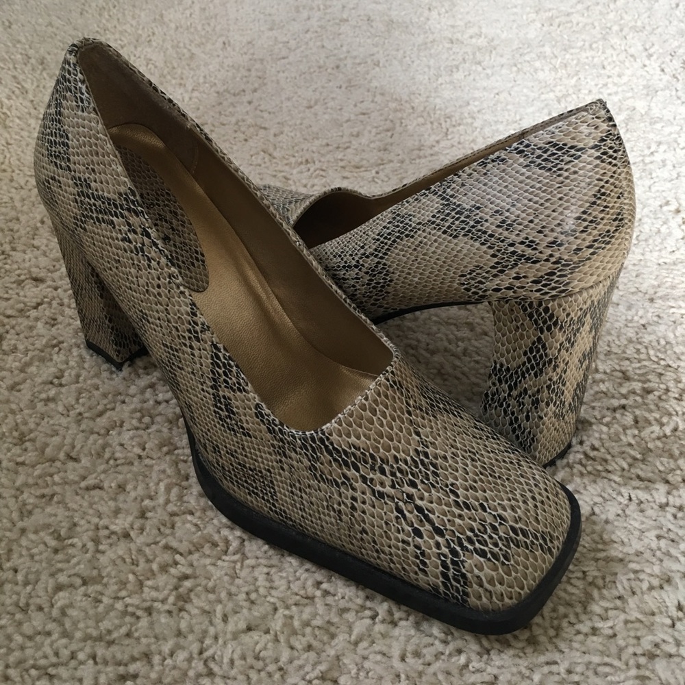 Faux Snake Skin High Heels