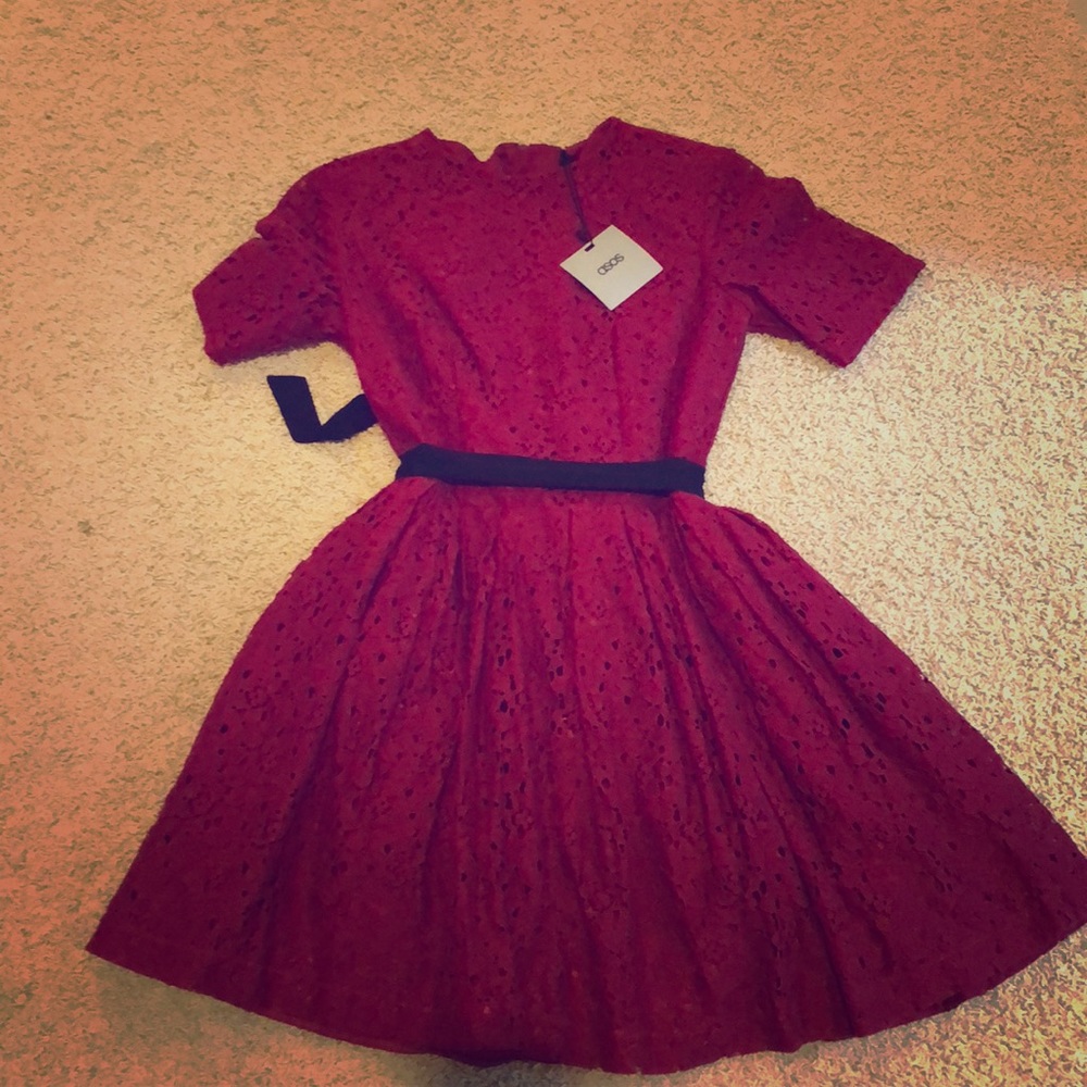 Wine color lace dress by ASOS