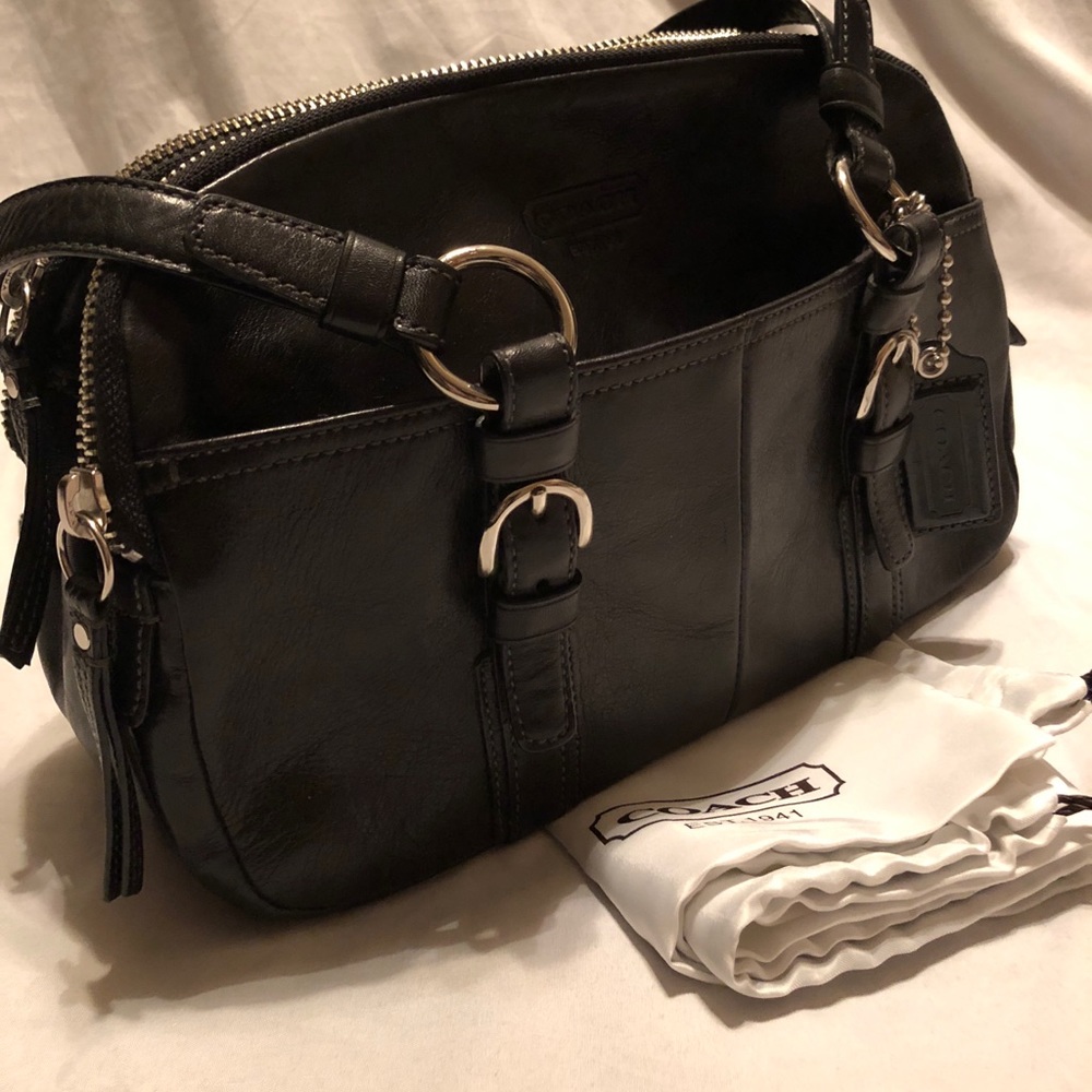 Black Leather Coach Shoulder Bag
