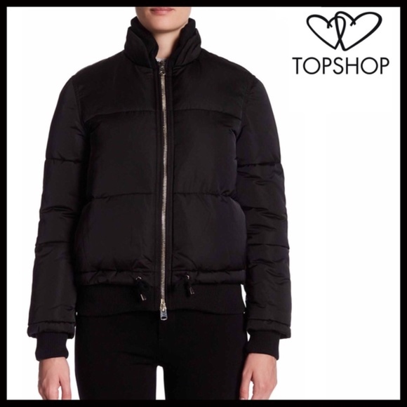 TOPSHOP BLACK UTILITY PUFFER BOMBER JACKET - Picture 7 of 7