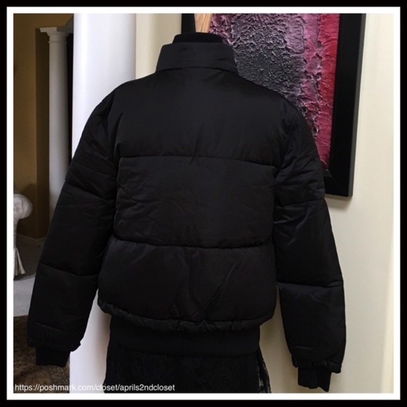 TOPSHOP BLACK UTILITY PUFFER BOMBER JACKET - Picture 5 of 7